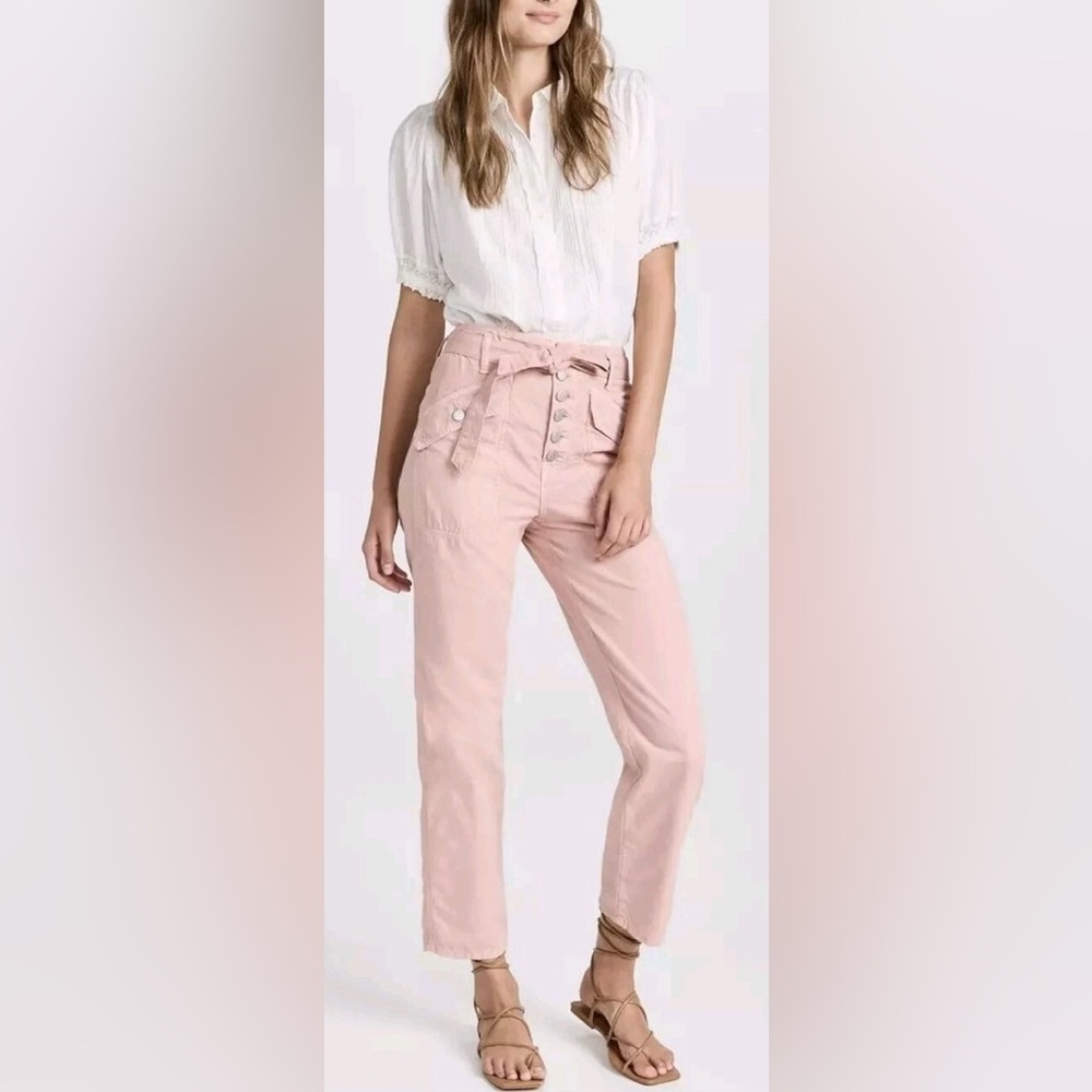 Veronica Beard Pink High-Waist Straight Leg Pants